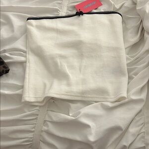 Edikted White Tube Top with Black lace and bow